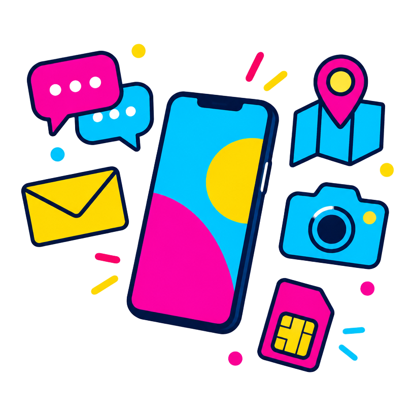 Phone surrounded by messaging and social app icons