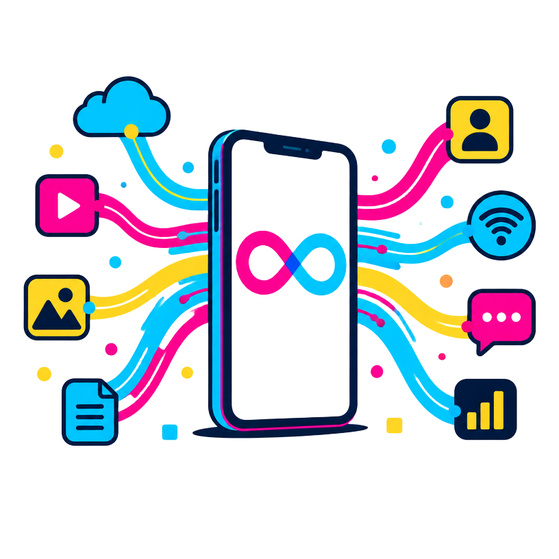 Phone streaming data with an infinity symbol